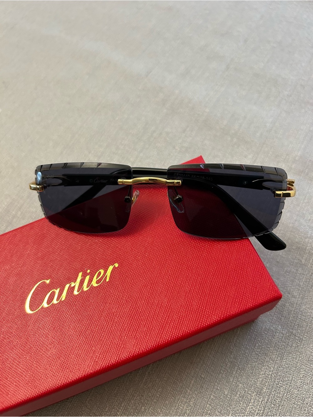 Cartier blue & Gold Rimless Men's Sunglasses